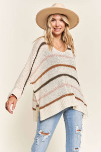 Multi Striped Oversized Lightweight Sweater