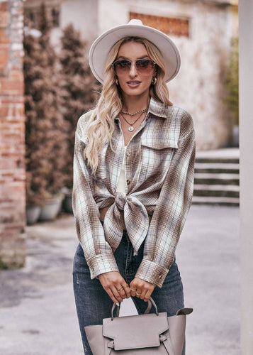 Oversized Loose Plaid Flannel Top