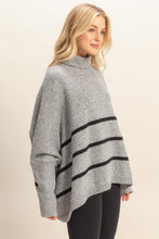 Load image into Gallery viewer, Oversized Heather Charcoal Striped Sweater