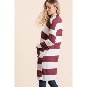 Striped Long Sleeves Button Cardigan