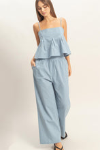 Load image into Gallery viewer, Striped Light Blue Woven Two Piece Set