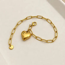Load image into Gallery viewer, Golden Heart Link Bracelet