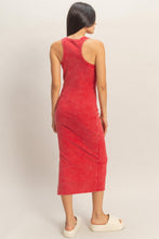 Load image into Gallery viewer, Red Acid Washed Ribbed Midi Tank Dress