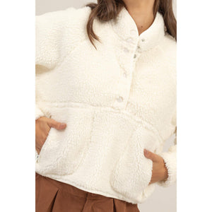 Soft Cream Teddy Fur Sherpa Sweatshirt