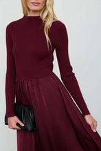 Load image into Gallery viewer, Graceful Days Ribbed &amp; Satin Midi Dress