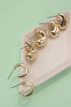 Load image into Gallery viewer, Gold Bubble  Hoop Huggie Trio Earrings
