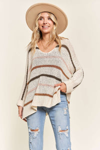Multi Striped Oversized Lightweight Sweater