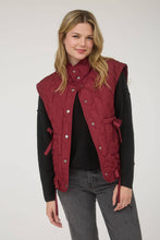 Load image into Gallery viewer, Tie Detail Snap Button Down Quilted Puffer Vest