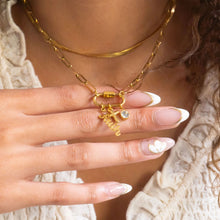Load image into Gallery viewer, Faithfully Yours Gold Cross Carabiner Necklace