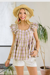 Ruffle Sleeve Babydoll Tunic Top