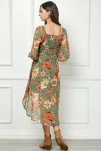 Load image into Gallery viewer, High Low Hem Smocked Top Floral Dress