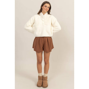 Soft Cream Teddy Fur Sherpa Sweatshirt