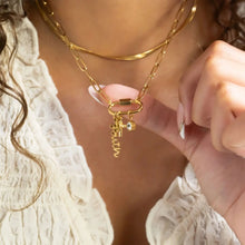 Load image into Gallery viewer, Faithfully Yours Gold Cross Carabiner Necklace