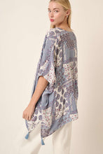 Load image into Gallery viewer, Dusty Blue Damask Patchwork Kimono
