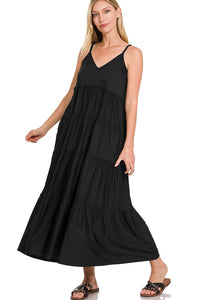Black V-Neck Cami Maxi Dress