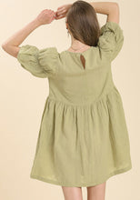 Load image into Gallery viewer, Sage Baby Doll Puff Sleeve Dress