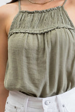 Load image into Gallery viewer, Smocked Trim Halter Tank
