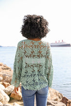 Load image into Gallery viewer, Sage Floral Crochet Kimono