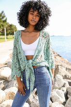 Load image into Gallery viewer, Sage Floral Crochet Kimono
