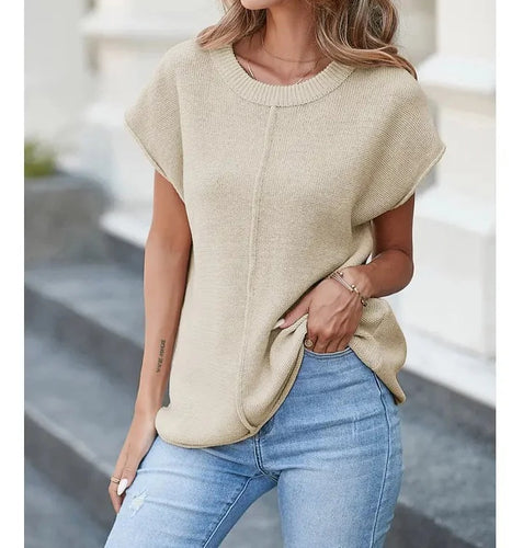 Oatmeal Cap Sleeve Sweater