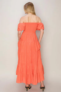 Tangerine Tiered Maxi Dress