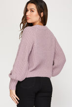 Load image into Gallery viewer, Misty Mauve Cardigan Sweater