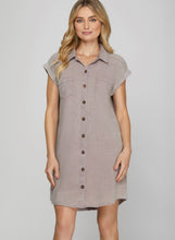 Load image into Gallery viewer, Misty Mauve Shirt Dress