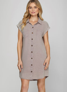 Misty Mauve Shirt Dress