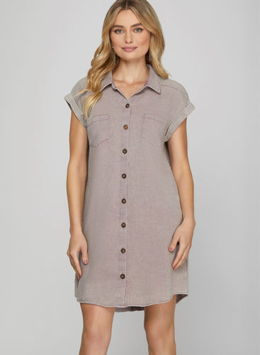 Misty Mauve Shirt Dress