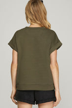 Load image into Gallery viewer, Olive Green Drop Shoulder Textured Top