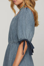 Load image into Gallery viewer, Washed Denim Tiered Midi Dress