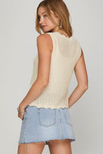 Load image into Gallery viewer, Cream Crochet Knit Front Tie Sweater