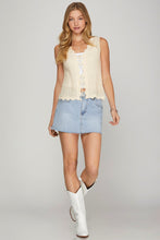 Load image into Gallery viewer, Cream Crochet Knit Front Tie Sweater