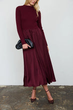 Load image into Gallery viewer, Graceful Days Ribbed &amp; Satin Midi Dress