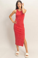 Load image into Gallery viewer, Red Acid Washed Ribbed Midi Tank Dress