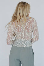 Load image into Gallery viewer, White Sheer Floral Lace Long Sleeve Slim Fit Top