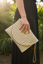 Load image into Gallery viewer, Arc Woven Bag — Hand Clutch with Greenery