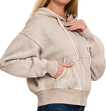 Load image into Gallery viewer, Mocha Cream Acid Wash Hoodie