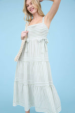 Load image into Gallery viewer, Light Olive Striped Detail Midi Dress