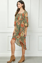 Load image into Gallery viewer, High Low Hem Smocked Top Floral Dress