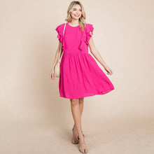 Load image into Gallery viewer, Flutter Sleeve Front Lace Ruched Dress