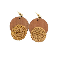 Load image into Gallery viewer, Bohemian Style Natural Wood Accent Straw Earring
