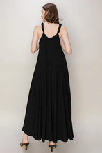 Load image into Gallery viewer, Frill Trimmed Black Maxi Dress