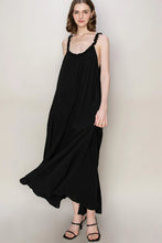 Load image into Gallery viewer, Frill Trimmed Black Maxi Dress