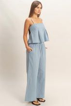 Load image into Gallery viewer, Striped Light Blue Woven Two Piece Set