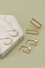 Load image into Gallery viewer, Gold Geo Mini Trio Hoop Earring Set