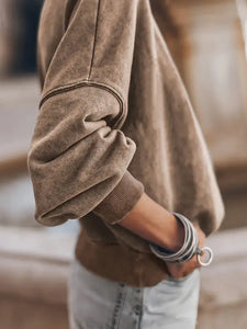 Drop Shoulder Crew Neck Pullover Sweatshirt