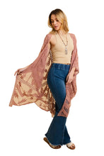 Load image into Gallery viewer, Dusty Rose Long Lace Kimono