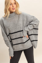 Load image into Gallery viewer, Oversized Heather Charcoal Striped Sweater