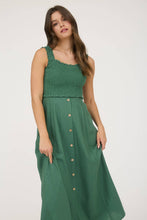 Load image into Gallery viewer, Smocked Sleeveless Button Down Midi Dress